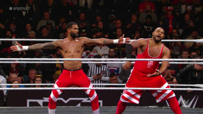 Street Profits: Ford and Dawkins celebrate with a dance after their match on April 10th nXt TV.