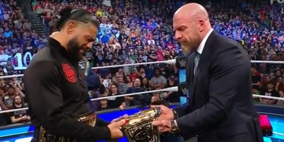 Triple H Presents New Undisputed WWE Universal Title Belt and Puts Over