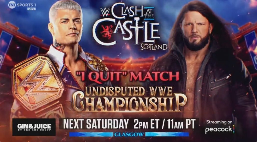 Two Title Matches Confirmed For WWE Clash at the Castle